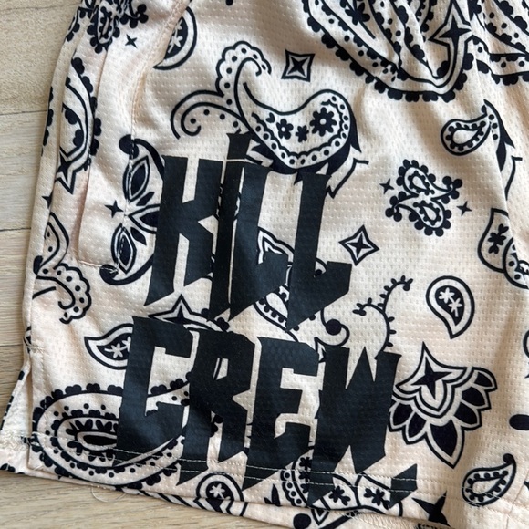 Kill Crew Bandana Print Muay Thai Shorts, Tan/Black, XS - Picture 5 of 7